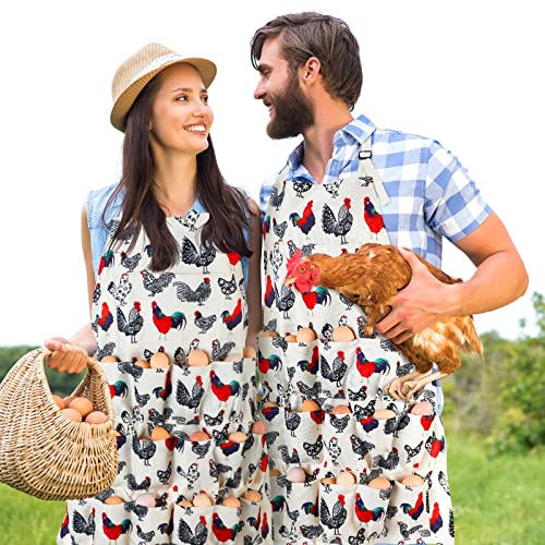 Loopeer 2 Pcs Egg Apron Collecting Apron for Fresh Egg Gathering Adjustable Gathering with Pocket for Gift Women - style: 18 Pockets