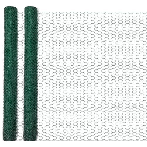 GlikCeil 48 in X 200 ft Chicken Wire Fencing Metal Floral Chicken Wire Mesh for Crafts Poultry Garden, 1 Inch Hexagonal Galvanized Hardware Cloth Netting for Poultry Coop Barrier Rabbit Cage(Green) - color: Green, size: 48 in X 200 ft
