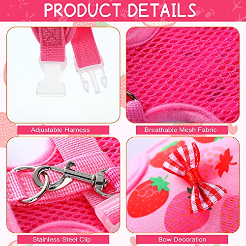 Frienda 2 Pcs Adjustable Chicken Harness and Leash Set Spring Summer Comfortable Elastic Hen Vest Breathable Harness for Hens Duck Goose Pet Training Walking Supplies(Pineapple, Strawberry,Medium) - size: Medium