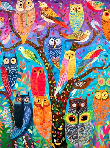 Cross & Glory | 1000 Piece Jigsaw Puzzles for Adults | Owl Oasis | The Vibrant Perch | Whimsical Owl & Garden Collage | 2mm Thick Pieces | Bonus Reference Poster | Satin Finish | Ages 14+ - color: Owl Oasis the Vibrant Perch