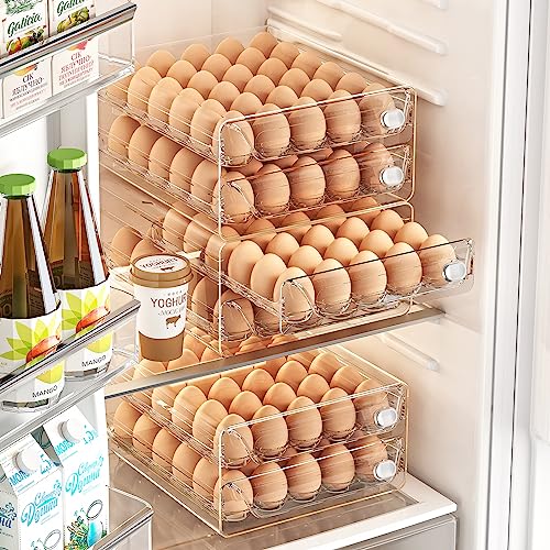 60 Egg Holder for Fridge, Egg Container for Refrigerator, Stackable Egg Storage Container, Egg Fresh Storage Box for Fridge, 2Layers Egg Tray, Clear Egg Organizer, BPA Free