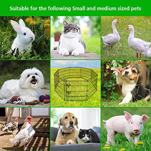 Puppy Pet Playpen 8 Panel 24 Inch Indoor Outdoor Metal Portable Folding Animal Exercise Dog Fence Ideal for Pet Animals Dog Cat Rabbit Breed Puppy (24" x 24" x 8) | Rustproof 8-panel metal playpen with door folds flat, sets up tool-free, and forms multipl