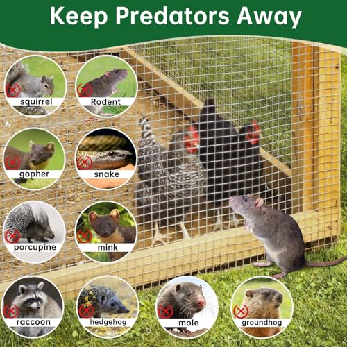 Amagabeli Galvanized Hardware Cloth 1/4 inch 48 x 100ft 23 Gauge Chicken Wire Fence Weld Wire Mesh Roll Garden Fencing Plant Supports Poultry Netting Snake Fence Gopher Wire Rabbit cage Tree Guard - size: 1/4" 48"x100'