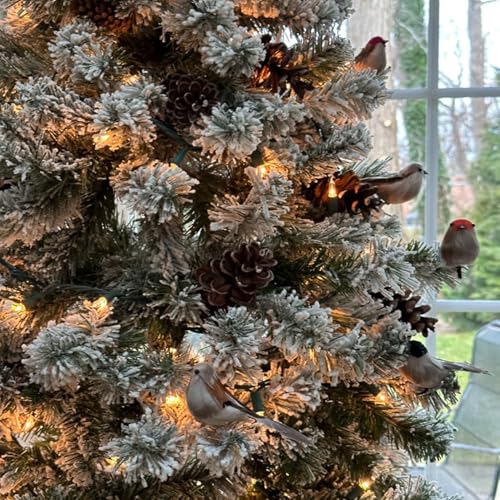 12pcs Artificial Birds Clip on Birds Christmas Tree Decoration Artificial Sparrow Realistic Birds Fake Faux Feather Foam Birds for Yard Patio Wreath Designs Garden Decor