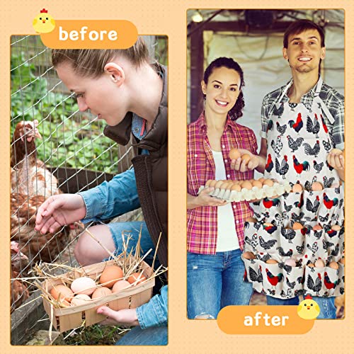 Loopeer 2 Pcs Egg Apron Collecting Apron for Fresh Egg Gathering Adjustable Gathering with Pocket for Gift Women - style: 18 Pockets