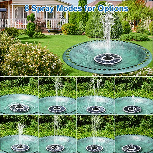 3.5W Solar Fountain with 2000mAh Battery - Work On Cloudy Days - Upgrade Glass Panel Solar Bird Bath Fountain, Hummingbird Water Feature Pump with 7 Nozzles, 4 Fixed Pipes for Garden, Pool - color: White