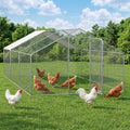 BOSSIN Large Metal Chicken Coop with Waterproof Cover, Poultry Cage Spire Shaped Coop, Walk-in and Heavy Duty Design, Chicken Run Duck House Resistant to Wind, rain, and UV Cover for Farm Yard Use - size: 236.2"L x 118.1"W x 76.8"H