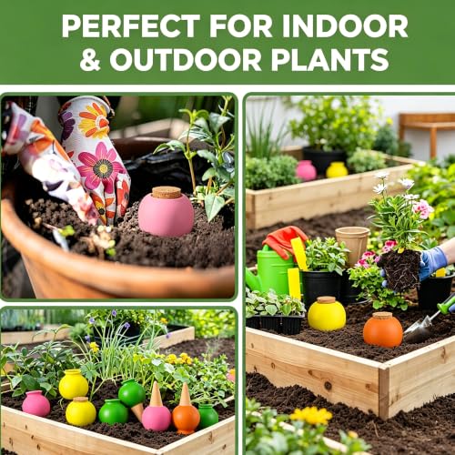 4PCS Terracotta Self Watering Spikes, Globes Shaped Watering Planter Insert | Automatic Plant Waterer Outdoor&Indoor Use, Vacation Clay Watering Devices System, Slow Release Self Watering Planter Insert - color: Small Bottle Necks Set (Pack of 4)