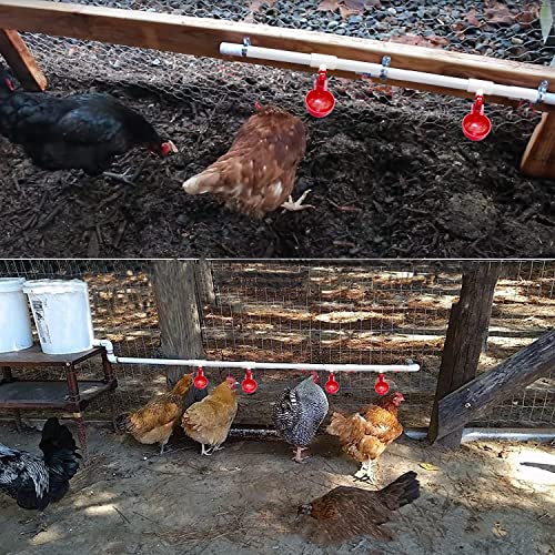 8 Pack Automatic Chicken Waterer Cups with 1/2" PVC Tee Fittings Chicken Water Cups, Chicken Water Feeder, for Chicks, Duck, Goose, Turkey. Poultry Waterer Feeder Kit - size: 8
