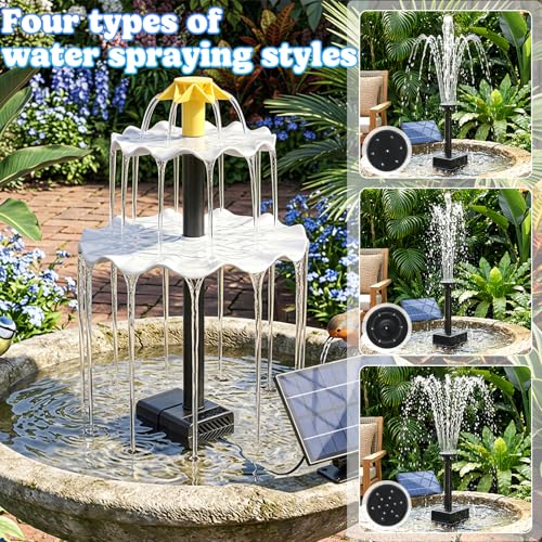 Solar Water Fountain for Bird Bath, 2.5W DIY Solar Powered Fountain Pump Kit with 4 Spray Nozzles, 9.54FT Cable for Birdbath, Garden, Pond, Pool, Outdoor - color: 2.5w Solar Fountain