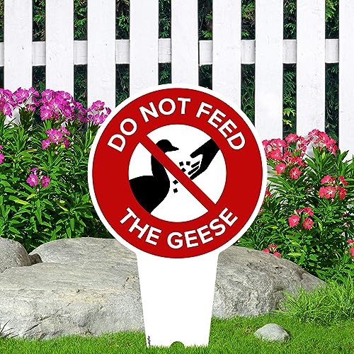 Please Do Not Feed the Geese Sign, 9"x17", Heavy Duty Integrated Ground Stakes, Indoor/Outdoor Use, Rust Free Aluminum Composite, Made in USA by My Sign center - color: Geese, size: 9"x17"