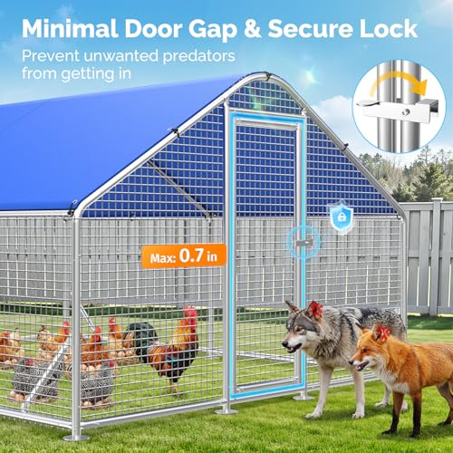 Large Metal Chicken Coop with Galvanized Hardware Cloth, Chicken Coop Run Pen for Yard with Waterproof Cover, Outdoor Large Walk-in Chicken Coops for 20 Chickens Duck Pen House Cage Run - size: 141.7"L x 106.3"W x 76.8"H