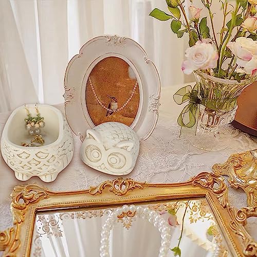 S-MANTIS Vintage Box Antique Trinket Organizer Rings Earrings Storage Animal Shape With Owl Figurine Lid A Handcraft, Keepsake Home Decor And Gift Item (White-Owl) - color: White-Owl