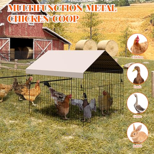 GarveeLife Metal Chicken Coop, 130"×40"×40" Chicken Run for Yard with Waterproof Cover, Portable Poultry Cage, Metal Chicken Cage for Outdoor Backyard Farm Chicken Rabbit Duck - size: 130"