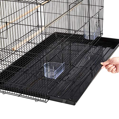 Topeakmart Pet Products Stackable Rectangle Flight Bird Cages for Small Birds Parrots Parakeets Cockatiels Conures Budgies Lovebirds Canaries Finches w/Slide-Out Tray - color: Black