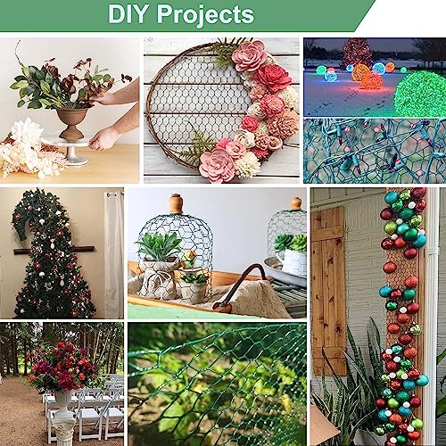 Mklsit Chicken Wire for Floral Arrangements, 15.7 x 157 Inches, Green | Floral Chicken Wire Mesh, PVC Coated, 0.6 Inch Hexagonal Galvanized Netting Fence for Crafts Poultry Garden Plants Protection - size: 15.7 x 157 Inches