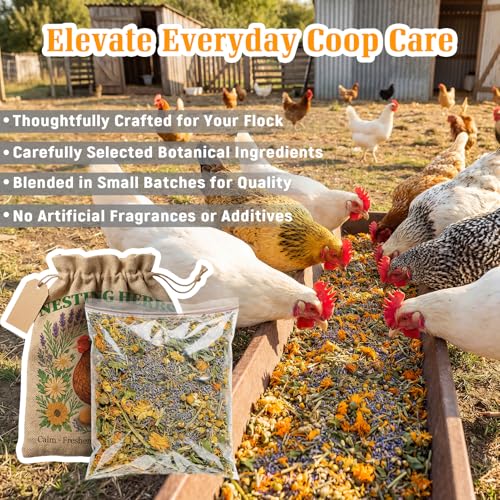 PJT Premium Chicken Nesting Herbs - 12oz Pre-Mixed Blend of 7 Dried Botanicals for Nesting Boxes, Coop & Chicken Dust Bath, Natural Herbal Refresher, Supports Natural Egg Laying - size: 12 Ounce (Pack of 1)