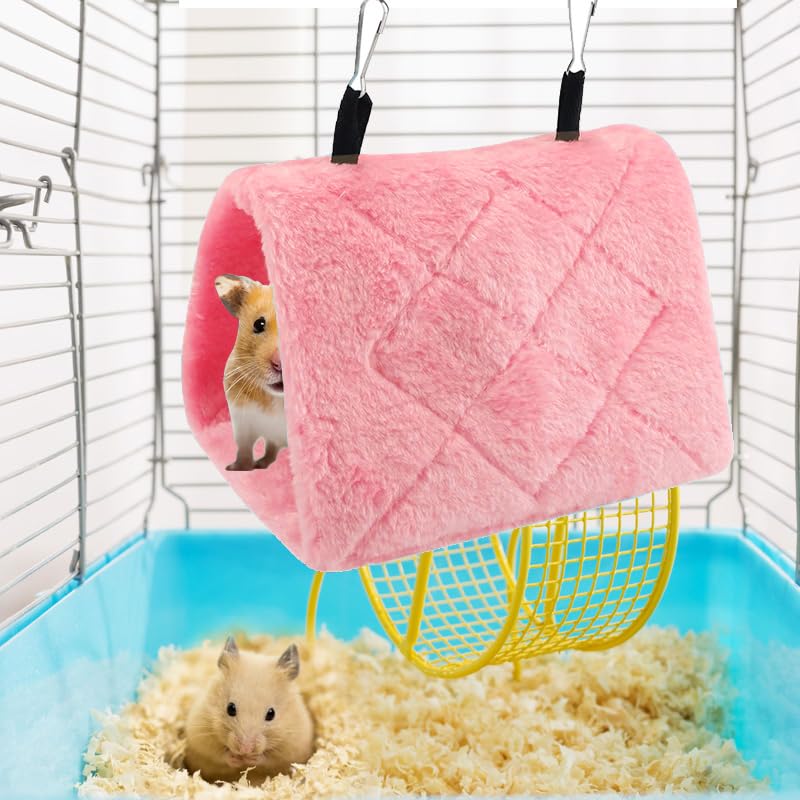 Bird Nest Snuggle Hut Soft Plush Hammock Hanging Cage Tent for Birds Parrot Winter Warm Bed Pet Toy for Hamster Parrot Macaw Budgies Eclectus Parakeet Cockatiels Cockatoo Lovebird (Pink) - color: Pink