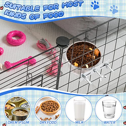 5 Pack Crate Water Dog Bowls 5 Size No Spill Hanging Dog Crate Bowl Stainless Steel Crate Water Cat Bowls Hanging Cage Kennel Dog Feeder Mountable Metal Dog Food Bowls for Dogs Cat Bird