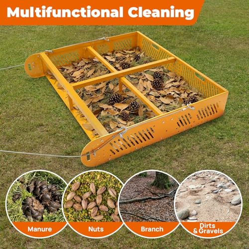 POPMOON 2-in-1 Horse Manure Fork & Tow Behind Trailer, 330lb Manure Scooper | Heavy Duty 330lbs Capacity Paddock Cleaner, Easy Assemble Drag Manure Collector for Pasture, Farm & Yard Sweeper - size: 43" L -no wheels