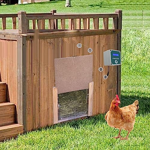 Automatic Chicken Coop Door Opener with Timer & Light Sensor, Automatic Chicken Coop Door Controller, Remote Control Poultry House Actuator Motor Kit for Duck, Goose (U.S. regulations)