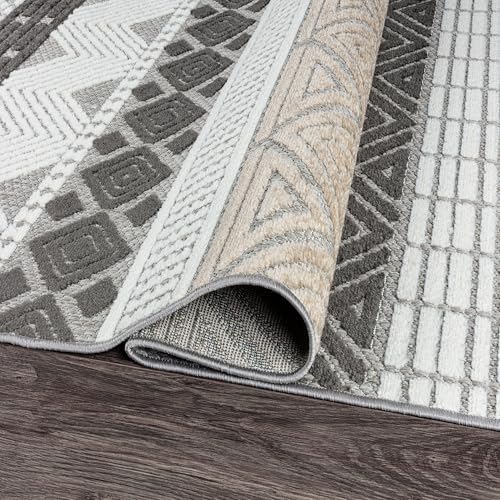 Rugshop Marbella Indoor/Outdoor Contemporary Boho Area Rug Gray 5' x 7' | Non-Shedding, Rectangular, Size 5' x 7', Patio, Deck, Porch, Balcony, Backyard, Garden, Poolside, Sunroom, Outdoor Living - color: Grey, size: 5' x 7' (Rectangular)