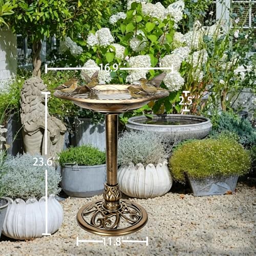 Outdoor Antique Bird Bath Polyresin Lightweight Garden Birdbath for Outside Weather-Resistant Bird Baths (Copper) - color: Copper