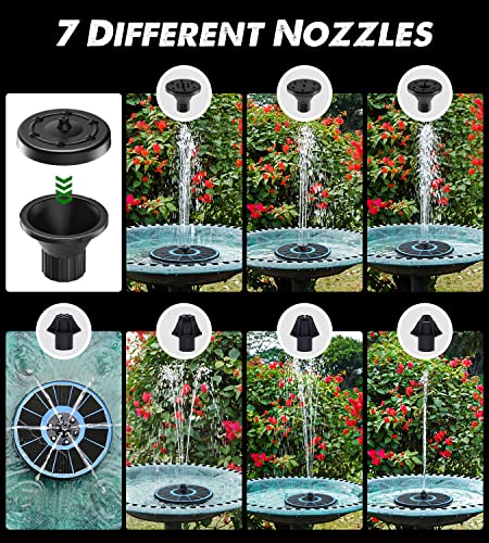 Yzert Solar Fountain Glass, 3.5W 2200mAh, Colorful Lights, Bird Bath | Floating Solar Water Fountain Blue Panel,for Garden, Pond, Pool, Outdoor