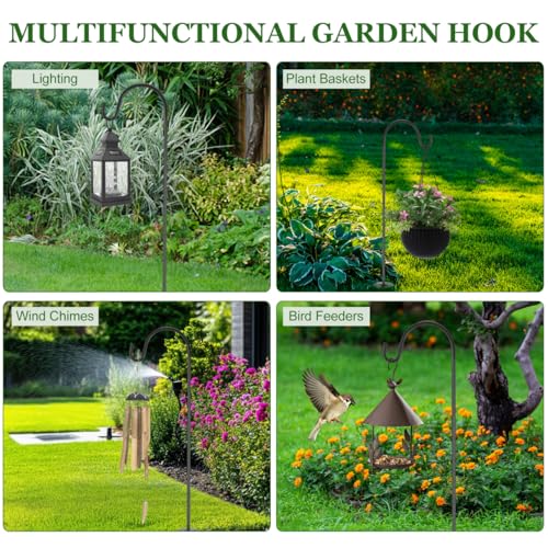 BESPORTBLE 24Inch Shepherd Hooks: 4 Pack Garden Bird Feeder Stand Heavy Duty Shepards for Lanterns Planting Hanger Weddings Decor