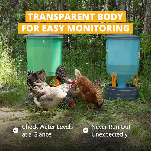 Stromberg's High Capacity Silo Poultry Waterer, 12 Gallon, Transparent Body, Easy to Clean, Float Valve Operation, Elevated 6” Stand, Large Lid, Convenient Filling Options