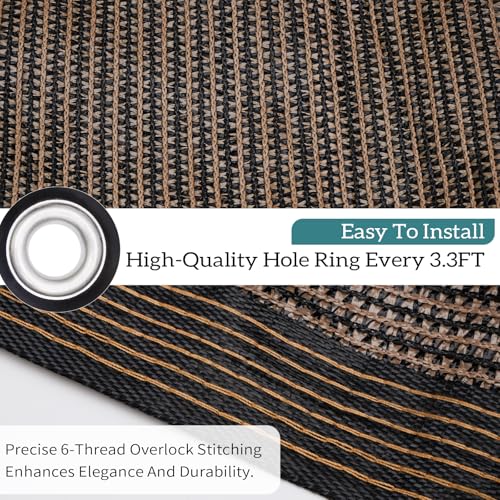 90% Coffee Brown Shade Cloth, 10 x 10 ft with Reinforced Grommets | Durable mesh shade net for greenhouses, plants, chicken coops, pergolas, pools, canopies, patios and gardens - color: 10ftx10ft