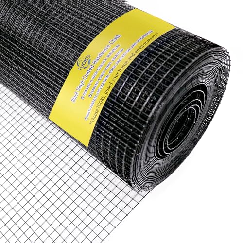 Black 16 Gauge Vinyl Coated Hardware Cloth 1 inch 60 in x50ft for Fencing | turdy yet flexible terrain for easy installation.Rigid barrier deters rabbits, gophers, and rodents. - size: 1 inch 60in x 50ft