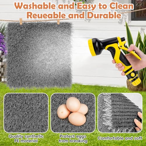 Hamiledyi Chicken Nesting Pads 4 Pcs Washable and Reusable Nesting Pads for Chicken Coop Artificial Grass Rug Carpet Synthetic Turf Mat Garden Lawn Bedding for Chicken Hen Small Pets(Grey, 12"x12") - size: 4 Pcs Grey