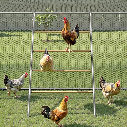 Chicken Roosting Perch - Heavy Duty 4-Tier Metal & Wood Chicken Roost Bars, Large Coop Accessory - Easy Install (55" L x 40" W) for Backyard Poultry, Hens & Farm Pens | Large Coop Accessory 4-Tier - Easy Install (55" L x 40" W) for Backyard Poultry, Hens