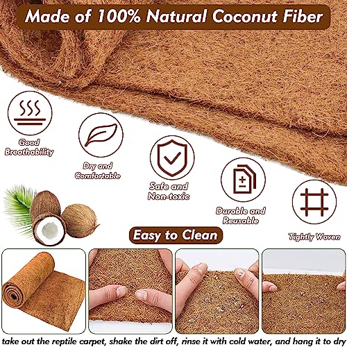 3 Rolls Reptile Carpet 18x24 Inch Coconut Fiber Mat for Tank Bedding | Natural Coconut Fiber Reptile Carpet Liner Flooring, Absorbent & Reusable For Bearded Dragons, Tortoises, Lizards & Geckos - size: 3 Pcs (18X24in)