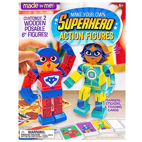 Made By Me Build & Paint Your Own Wooden Toys, DIY Wood Craft Kit, Easy to Assemble, Superhero Action Figures - style: Superheros
