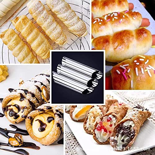 30 Pack Cannoli Horn Form Set, Large Stainless Steel Canolis Tubes Moulds Cannoli Kit for Baking Cannoli, Croissant Shell, Cream Roll Dessert, Safety Filled Edges - color: 30 pcs large conical tubes set