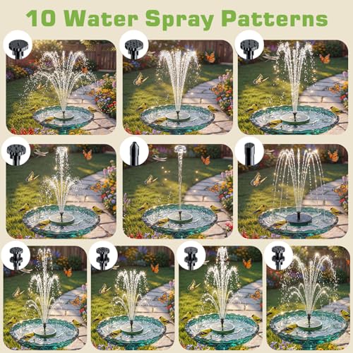 AISITIN 3.5W Solar Fountain with1500mAh Battery, Anti-Drift Bracket | Solar Water Pump with 8 Nozzles, Solar Powered Floating Fountain for Outdoor Garden, Birdbath, Pond, Fish Tank - Dark Green - color: Dark Green