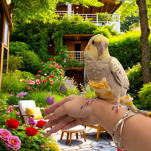 2Pcs Bird Diapers Bird Harness Flight Suits Diapers with 2Pcs 80 Inch Flying Leash Parrot Nappy Pigeon Pants Urine Wet Suit Costume for Cockatiel Conure Macaw Budgies Parakeet-Heart&Duck