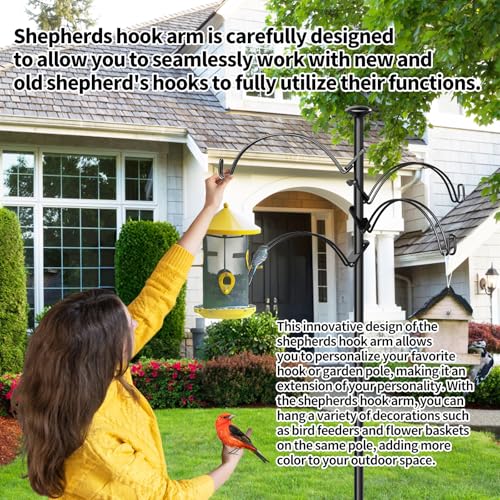 Shepherds Hook Add On Arm, Doubles Hanging Space,0.4-0.79 in | Shepherds Hook Extension Arm Fits Shepherds Hooks and Standard Poles