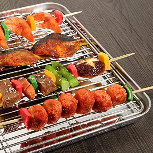 Stainless Steel Cooling Racks, Set of 3, 8.6L x 6.2W x 0.5H Inch, Wire Racks for Cooking, Baking, Roasting, Grilling, Dishwasher Safe - size: 9 inch