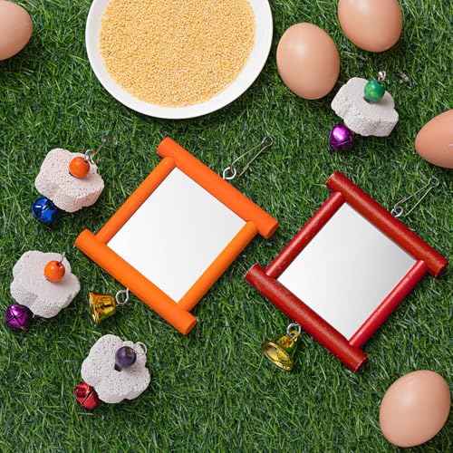 Sumind 2 Pieces Chicken Mirror Toys, Red, Orange, 3.94 x 3.94 Inches | Clip on Wide Brim Golf Visors, Adjustable Elastic Headband Sun Hat, Lightweight Sport Cap for Summer Outdoor Activities Women - color: Red,Orange, size: 3.94 x 3.94 Inches