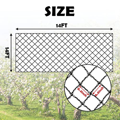 Bird Netting 14x14 Ft, 1/2In Mesh Garden Bird Netting, Fruit Tree Netting | Heavy Duty Woven Mesh Garden Netting, Pest Barrier for Plants & Blueberry, Animal Mesh Fence Against Birds, Deer, Poultry - size: 14x14ft-1/2in mesh