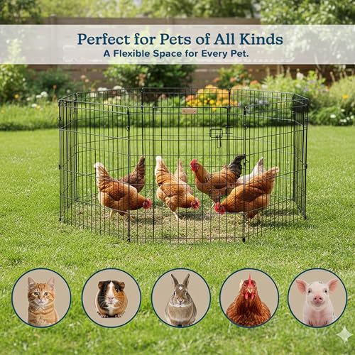 Puppy Playpen - Foldable Metal Exercise Enclosure with Eight 24-Inch Panels - Indoor/Outdoor Fence for Dogs, Cats, or Small Animals by PETMAKER - size: 24" X 24"