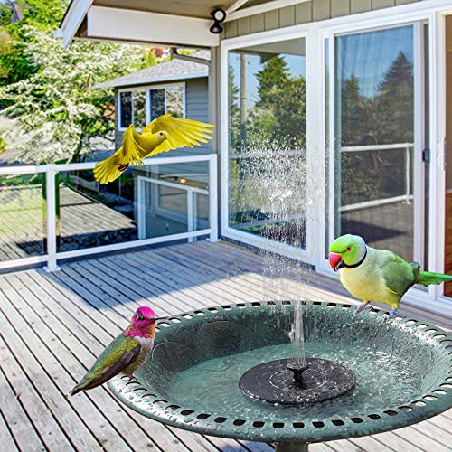 VINGLI Pedestal Bird Bath with Solar Fountain, Solar Pump Resin Birdbaths, Weather Resistant Bird Baths with Ground Stakes, Vintage Finish Garden Decor for Outdoor, Patio, Yard, Lawn(Green) - color: Green