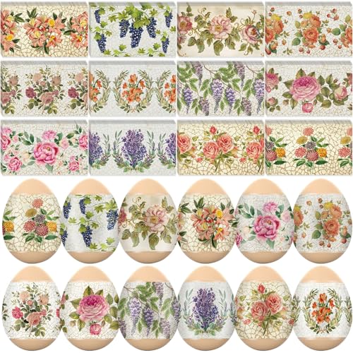 Fullhawl 48 Pcs Heat Shrink Sleeve Decoration Easter Egg Wraps Egg Packaging Pysanka Pysanky Pattern Stickers for Party Decoration (Decoupage) - style: Decoupage