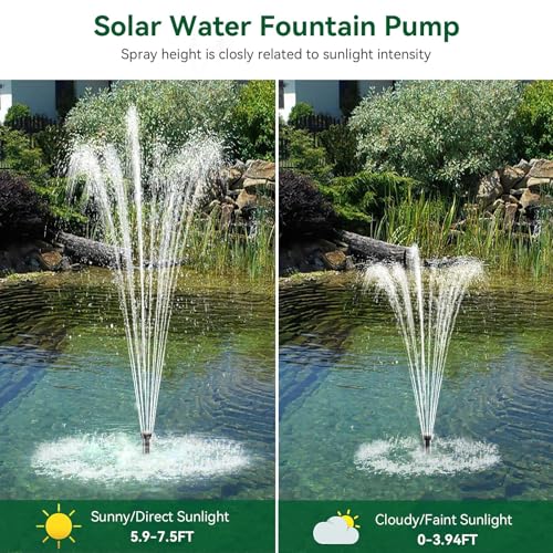Solar Water Pump Fountain,20W Solar Fountain Pump 320GPH Solar Powered Water Pump with Adjustable Flow, PVC Tubing and 16.4ft Cord Length for Ponds, Garden, Waterfall, Fish Pond - size: 20W