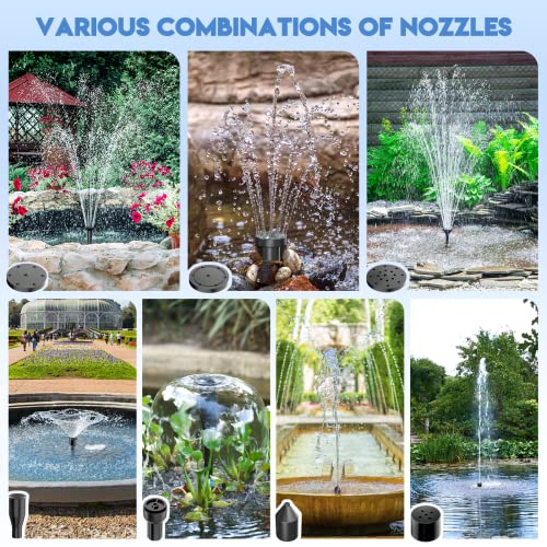 Antfraer 25W Solar Pond Pump, Solar Water Fountain Pump with 320GPH Adjustable Flow, Solar Water Pump with 7 Nozzles, 6.6ft Tubing, Dry Run Protection for Garden, Ponds, Waterfall, Fountain - style: 25W