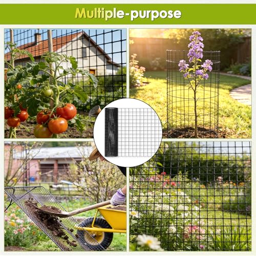 Gbekery Black Hardware Cloth 1/2inch 48in x 100ft 19 Gauge, PVC Coated Galvanized Steel Chicken Wire Fence Roll Garden Plant Welded Metal Wire Fencing Roll, Rabbit Cages Snake Fence, Black - color: Black, size: 1/2 inch 48in x 100ft