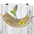 Bird Seagrass Mat 16 × 7" Parrot Natural Grass Woven Net Hammock Parakeet Climbing Rope Ladder Mat Chew Toys Cage Accessories for Pigeon Cockatiel Conure Budgie Cockatoo Rat Hamster - size: 16" × 7"